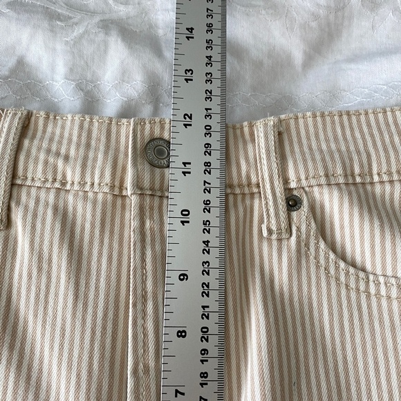 Old Navy Women's Beige Striped Extra High Rise Cotton Pants Size 10 Straight Leg - Picture 12 of 16